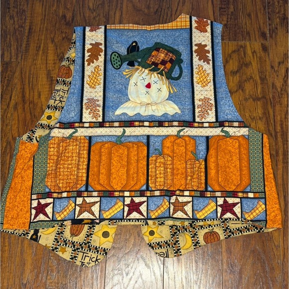 Vintage Cotton Handmade Fall Theme Halloween Reversible‎ Vest Women's Size Large - Picture 4 of 5